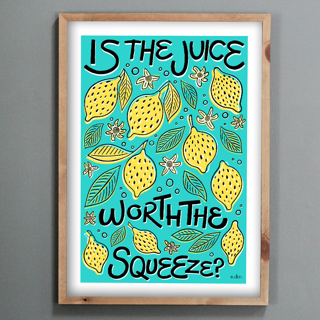 Lemon Squeeze Kitchen/Dining Art Print Blue