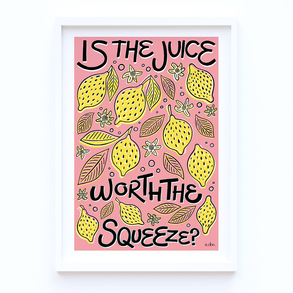 Lemon Squeeze Kitchen/Dining Art Print Pink