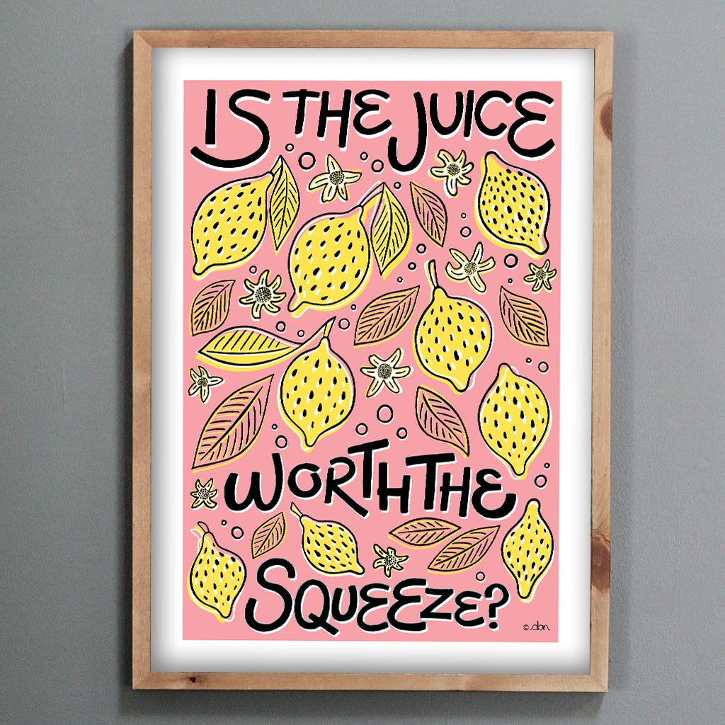 Lemon Squeeze Kitchen/Dining Art Print Pink