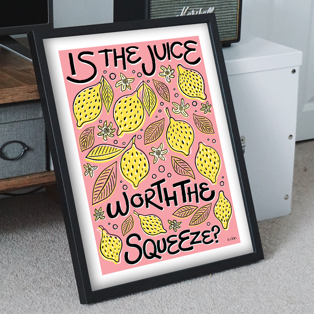 Lemon Squeeze Kitchen/Dining Art Print Pink