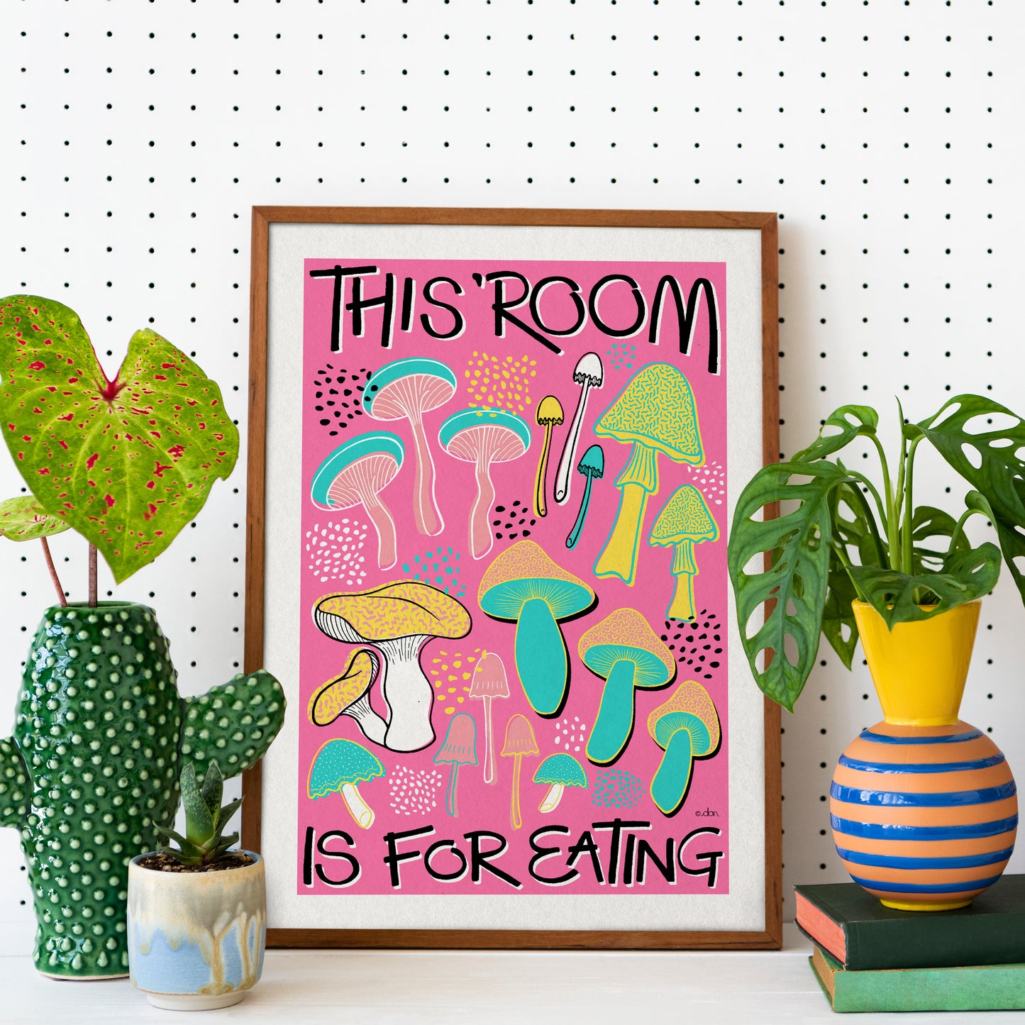 Mushroom Kitchen Art Print Pink