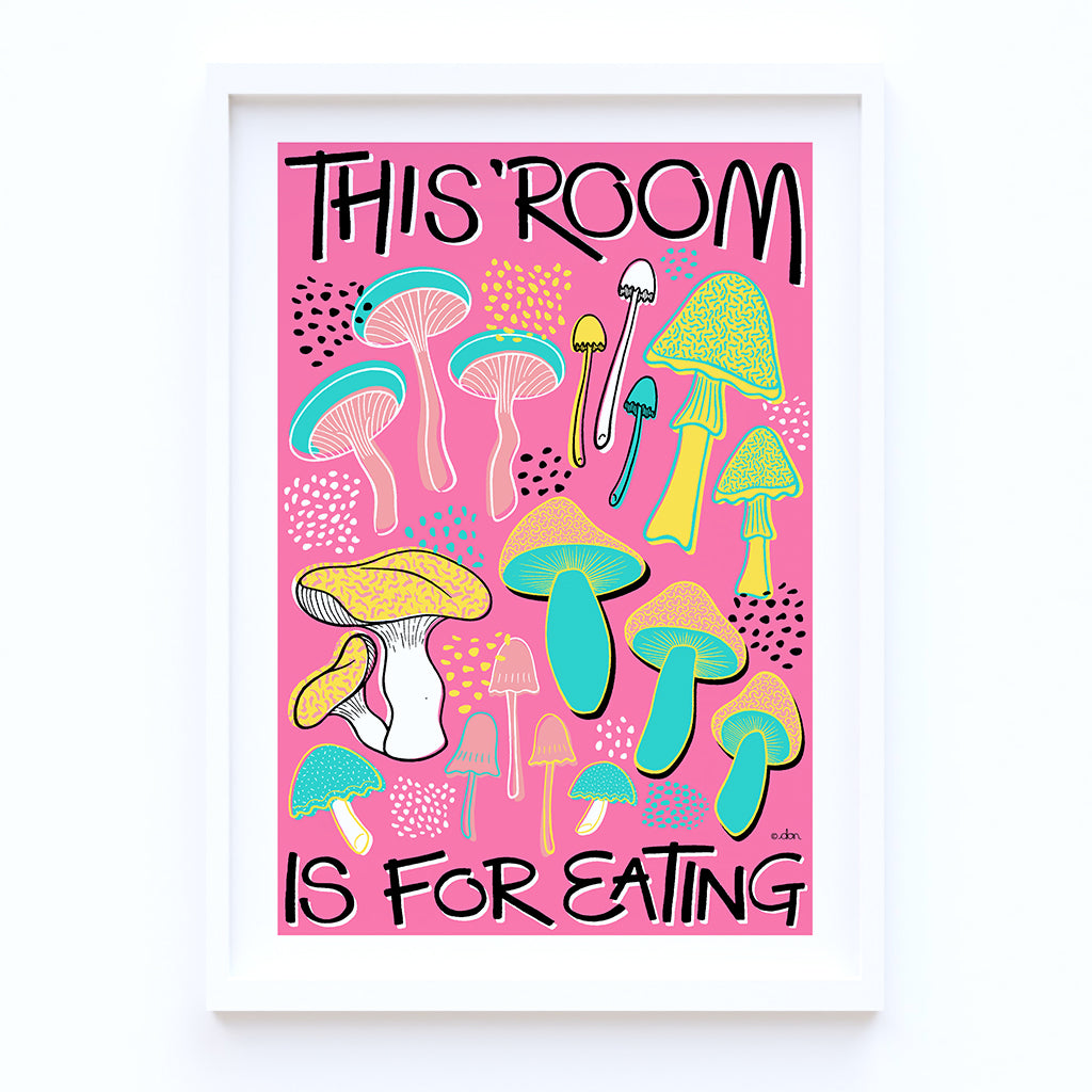 Mushroom Kitchen Art Print Pink