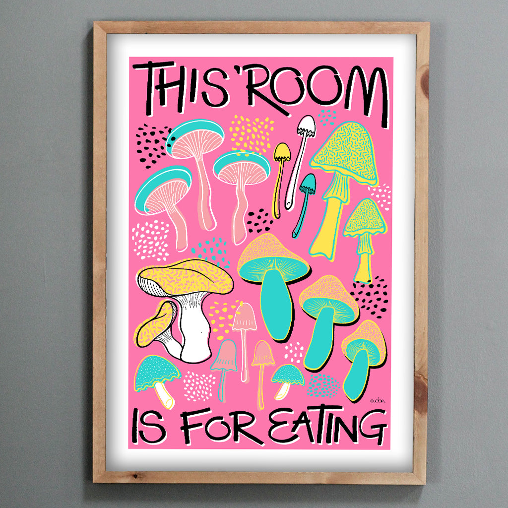 Mushroom Kitchen Art Print Pink