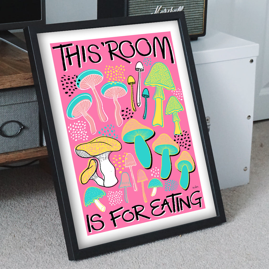Mushroom Kitchen Art Print Pink