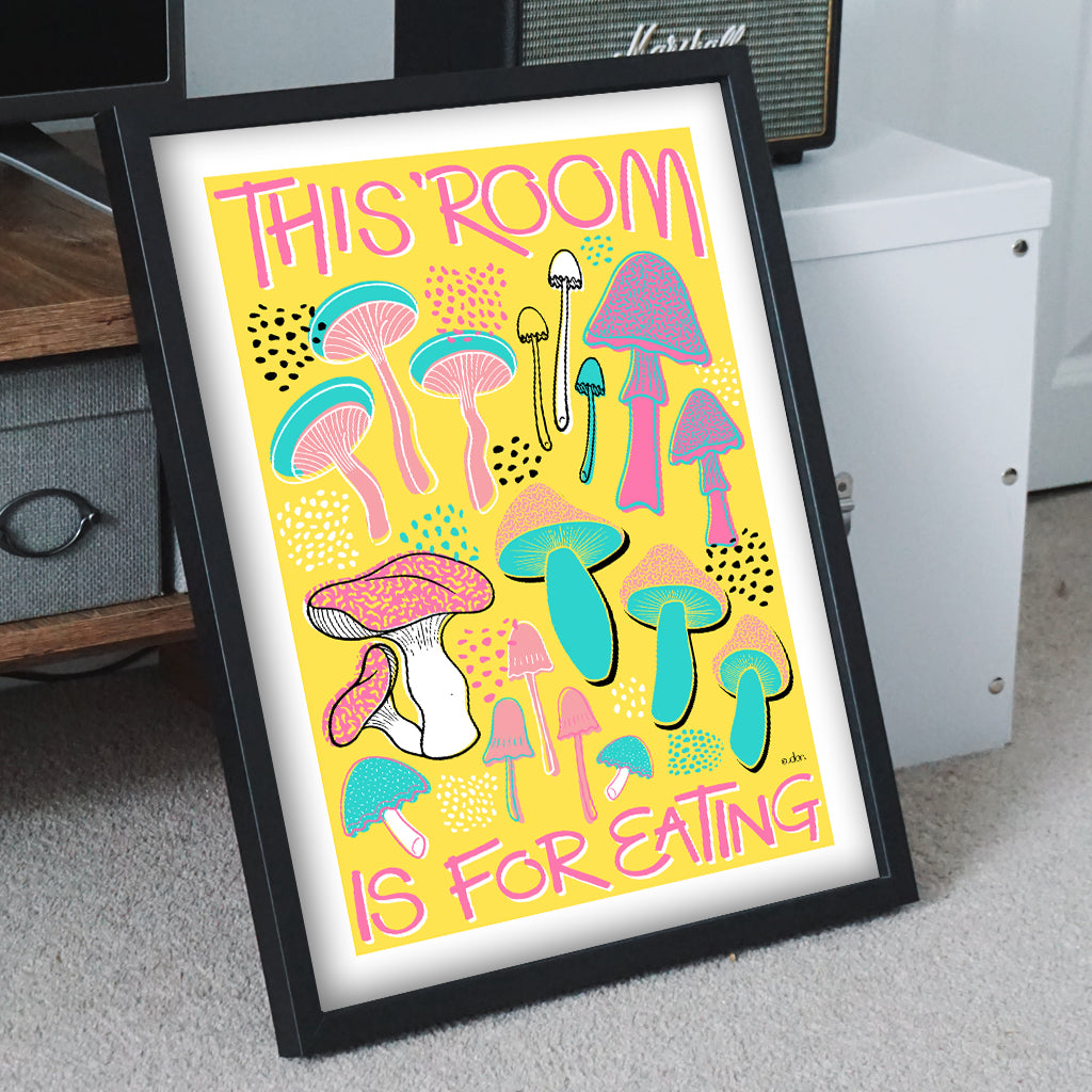 Mushroom Kitchen Art Print Yellow