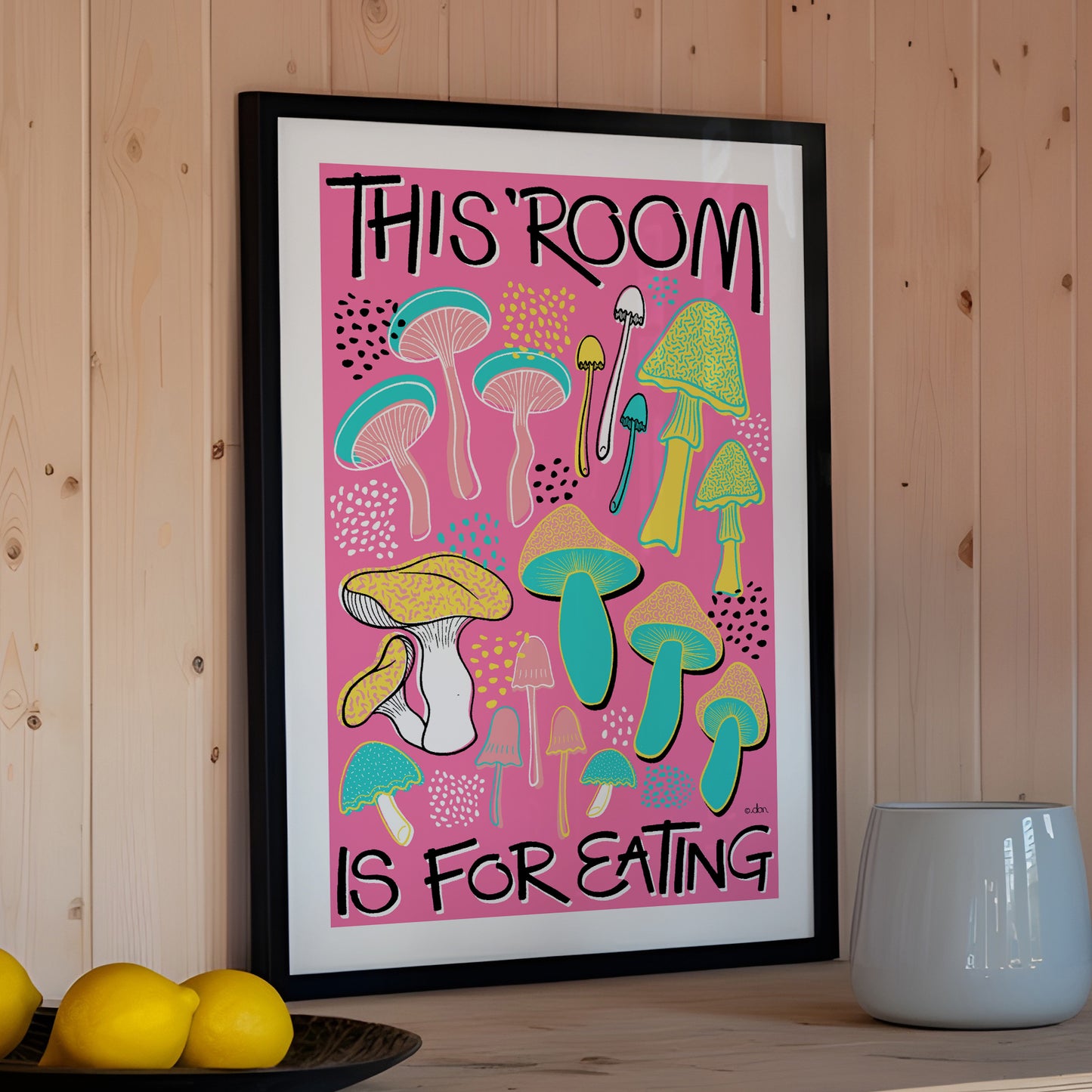 Mushroom Kitchen Art Print Pink