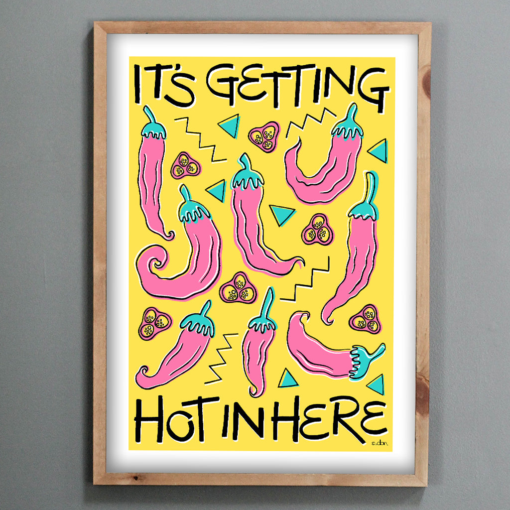 Chilli 'Hot in Here' Kitchen/Dining Art Print Yellow