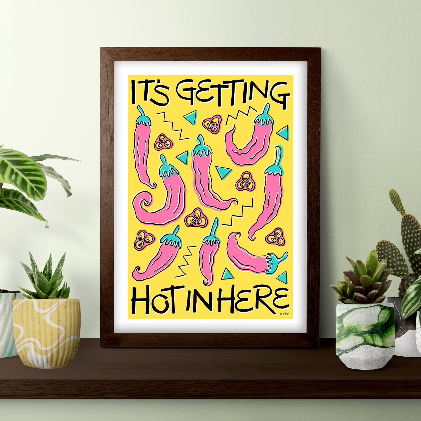 Chilli 'Hot in Here' Kitchen/Dining Art Print Yellow