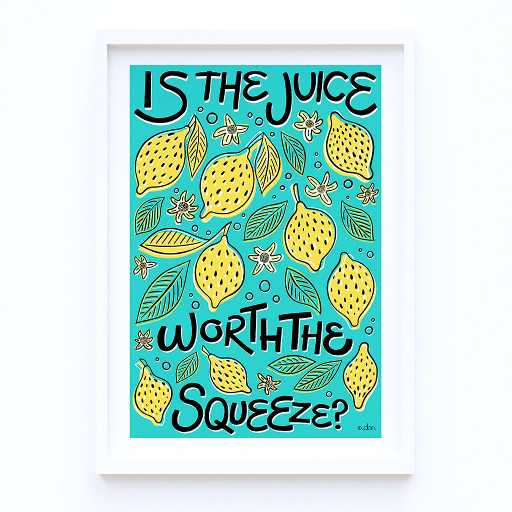 Lemon Squeeze Kitchen/Dining Art Print Blue