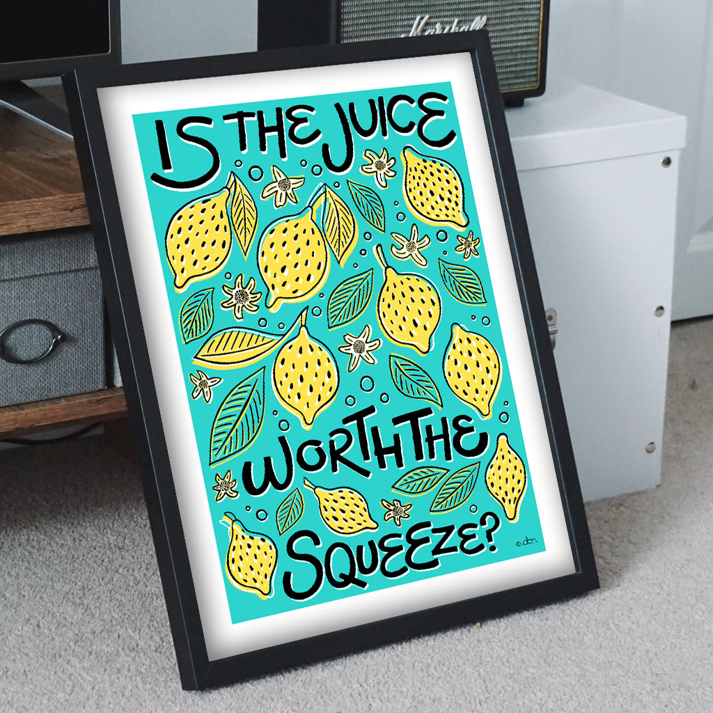 Lemon Squeeze Kitchen/Dining Art Print Blue