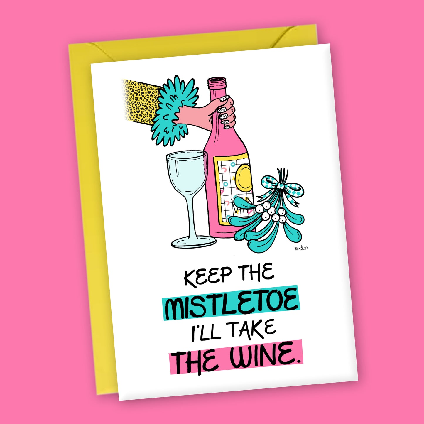 Mistletoe and Wine A6 Christmas Card