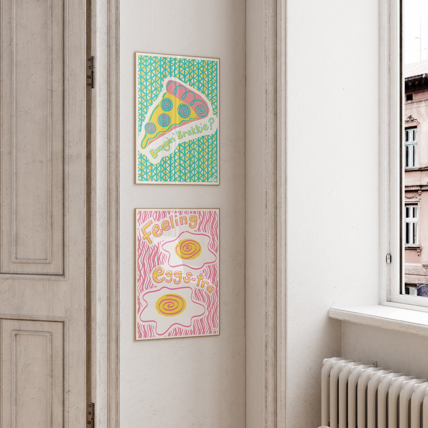 Pizza for Breakfast Art Print in Blue