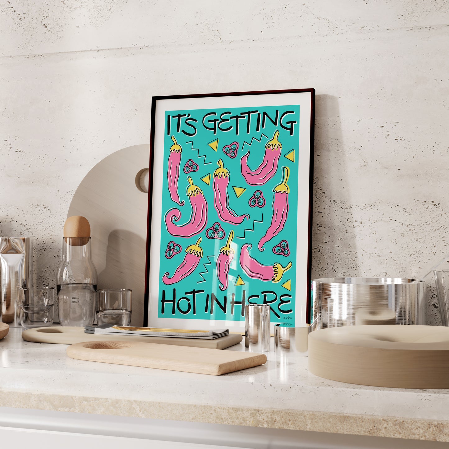 Chilli 'Hot in Here' Kitchen/Dining Art Print Blue