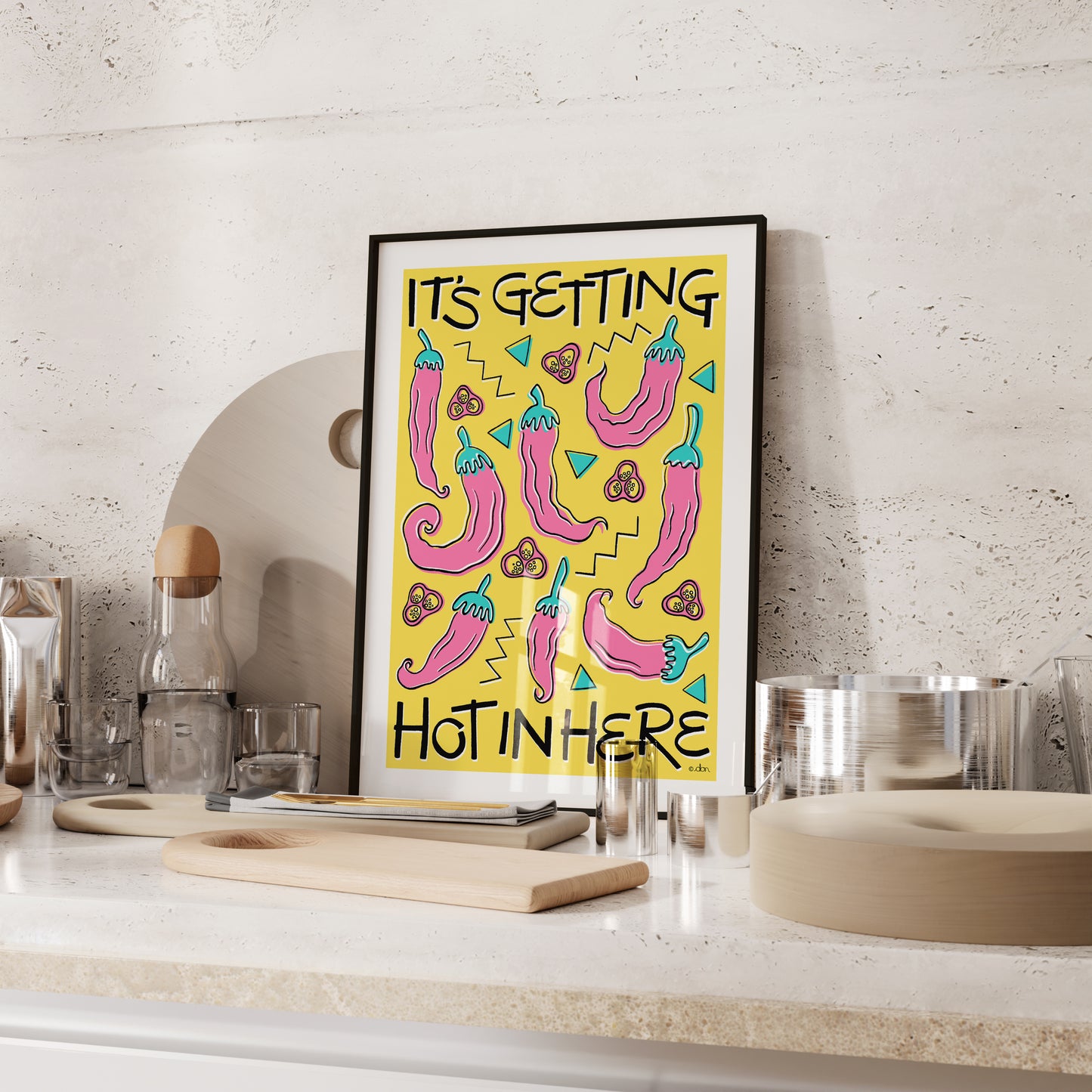 Chilli 'Hot in Here' Kitchen/Dining Art Print Yellow
