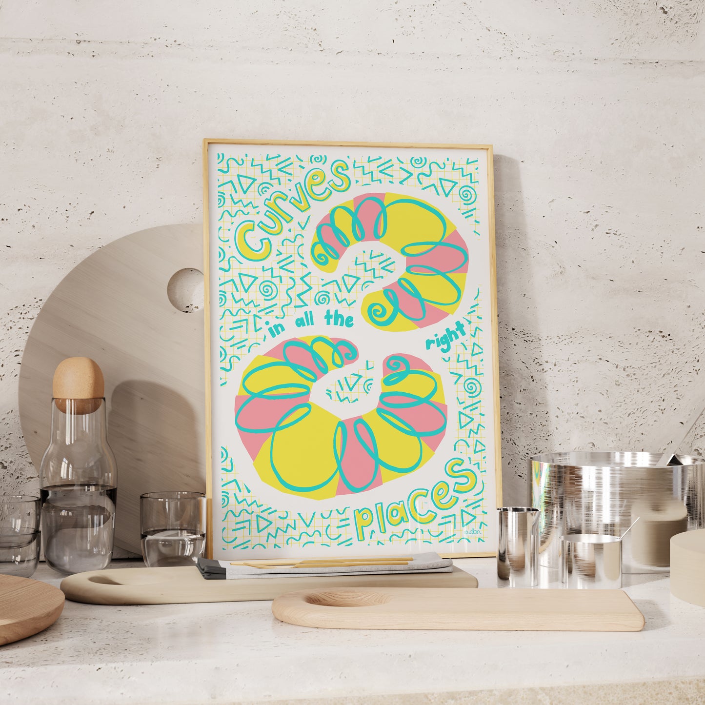 Croissant Art Print in Blue