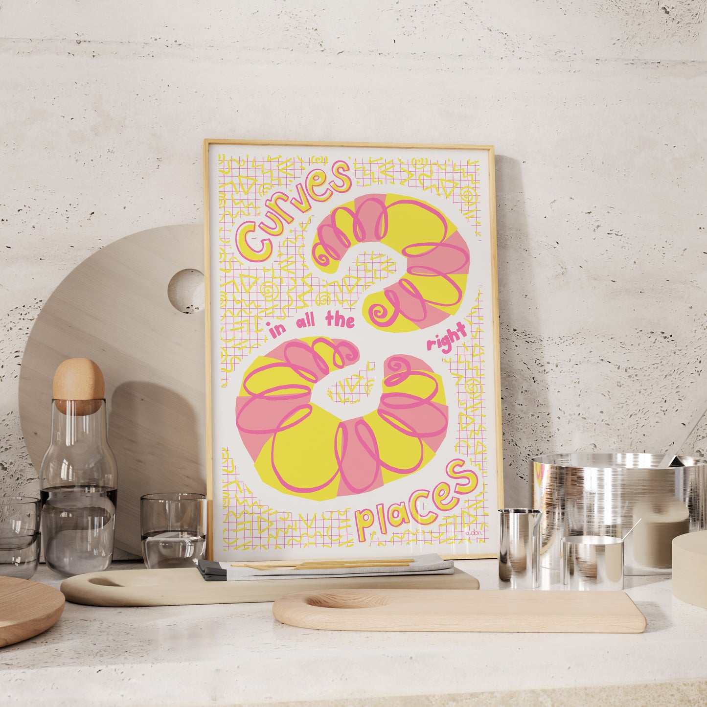 Croissant Art Print in Pink