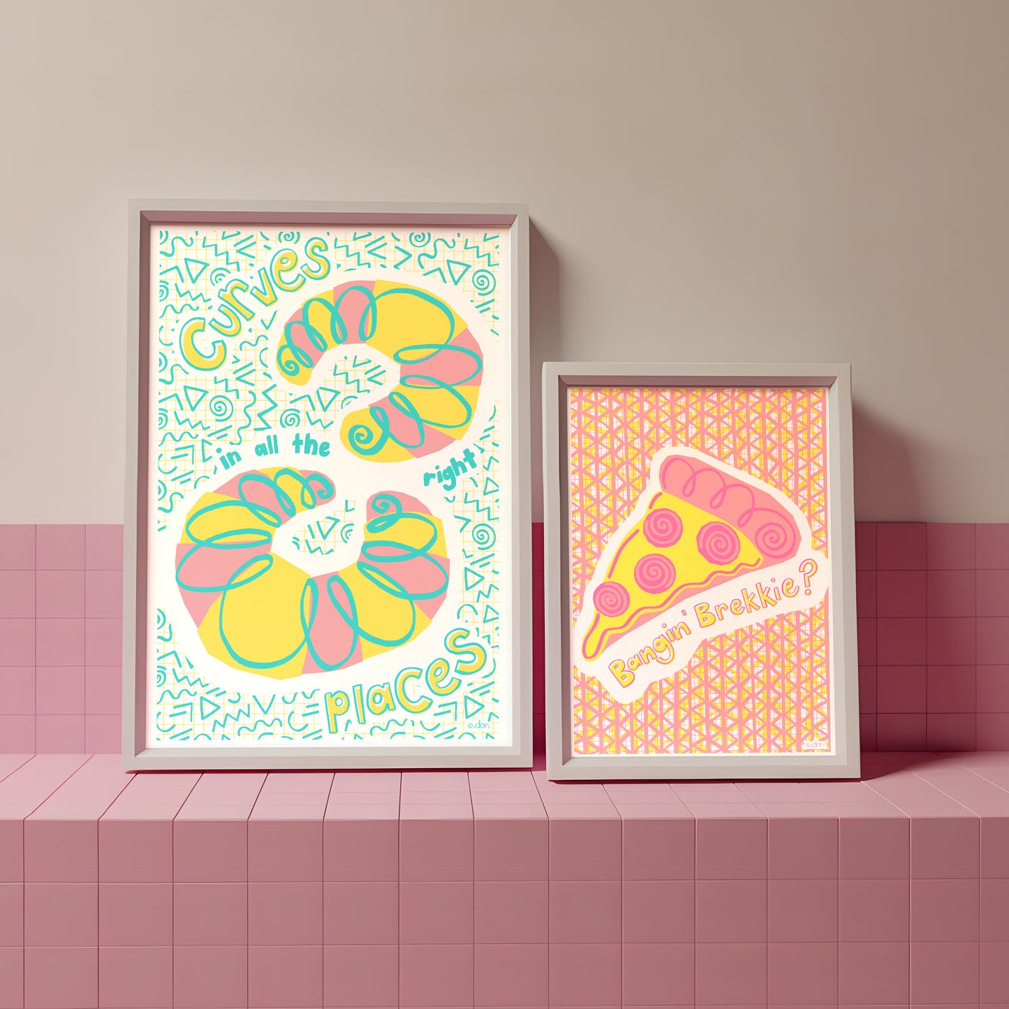 Pizza for Breakfast Art Print in Pink