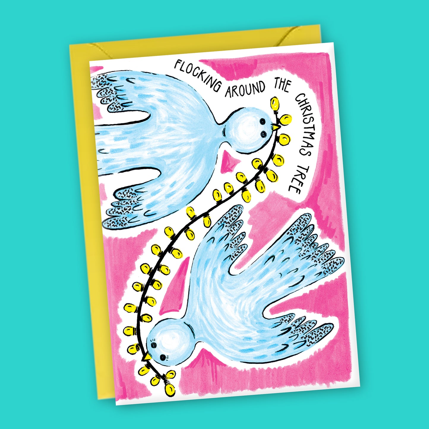 'Flocking Around the Christmas Tree' A6 Doves Christmas Card