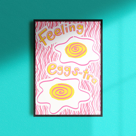 Feeling Eggs-tra Art Print in Pink