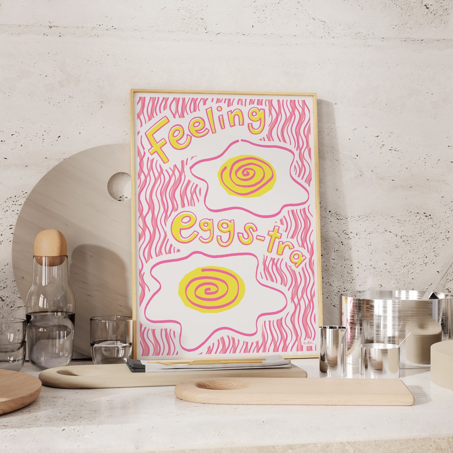 Feeling Eggs-tra Art Print in Pink