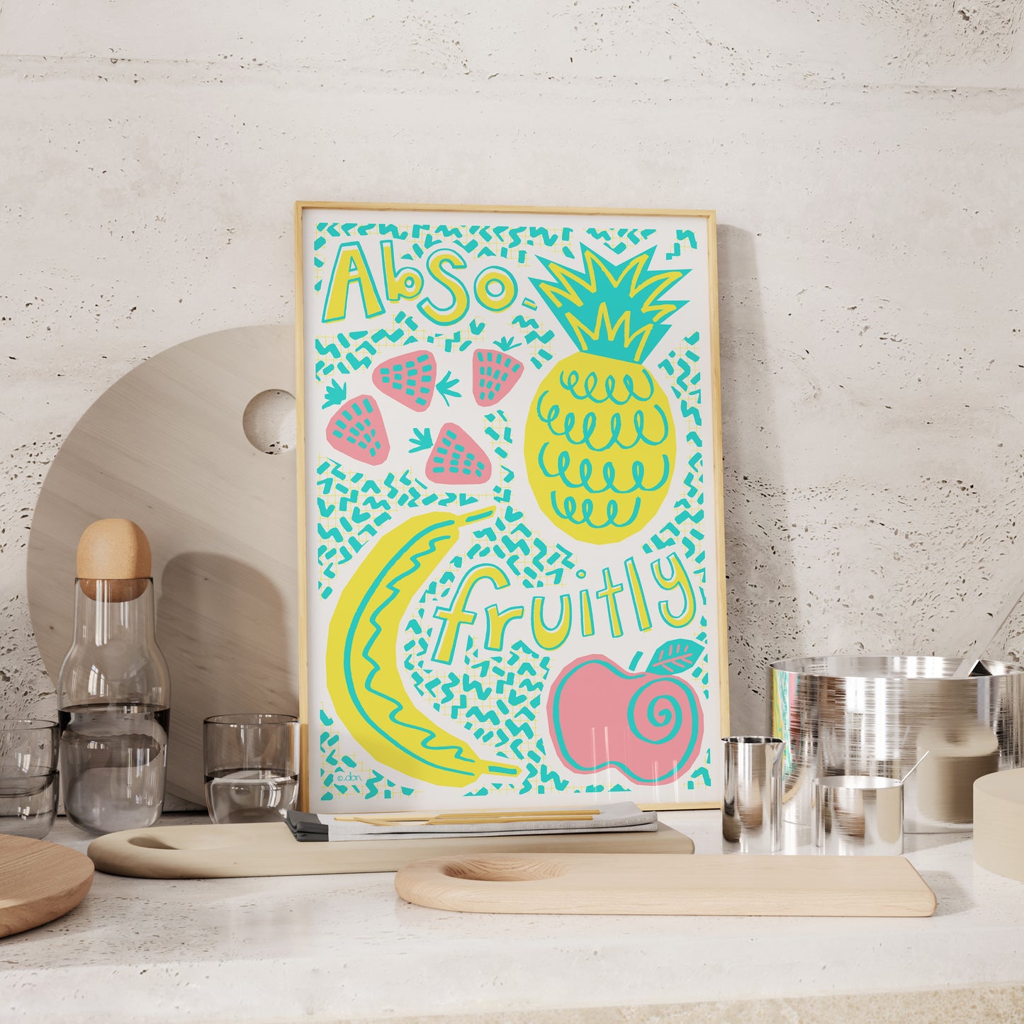 Fruit Art Print in Blue
