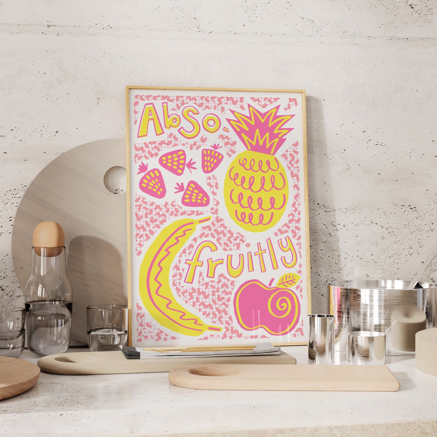 Fruit Art Print in Pink