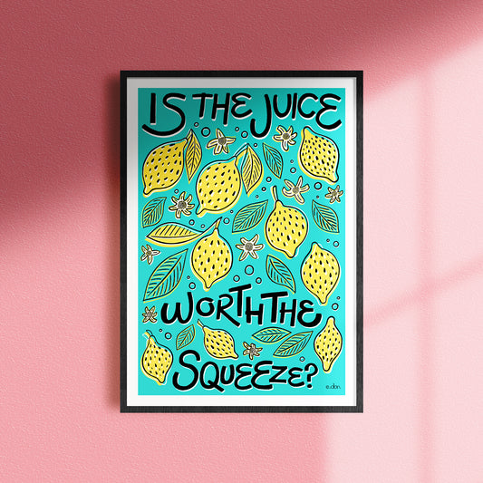 Lemon Squeeze Kitchen/Dining Art Print Blue