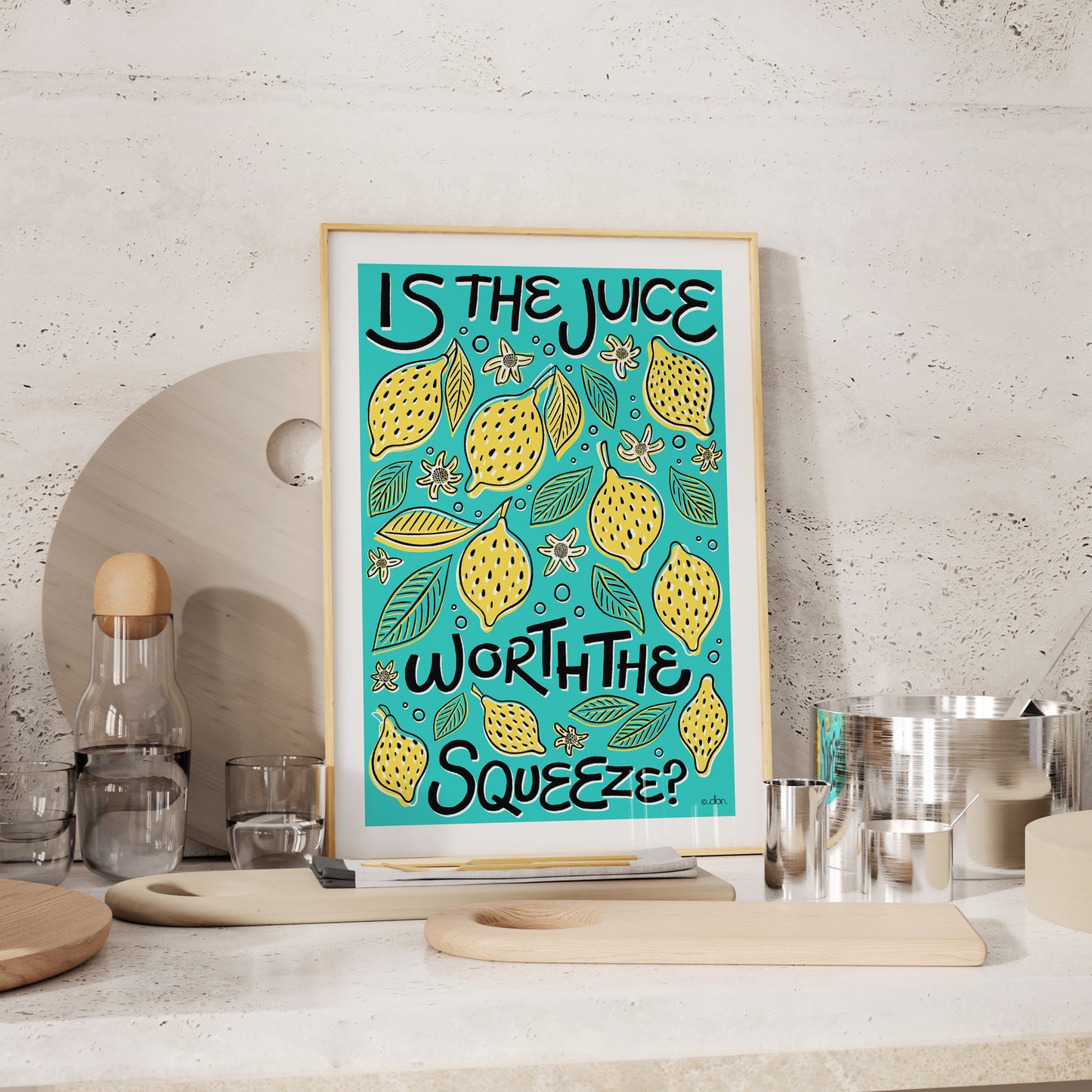 Lemon Squeeze Kitchen/Dining Art Print Blue