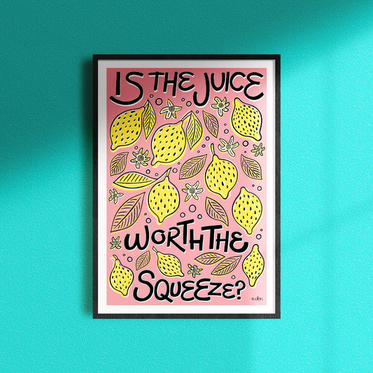 Lemon Squeeze Kitchen/Dining Art Print Pink