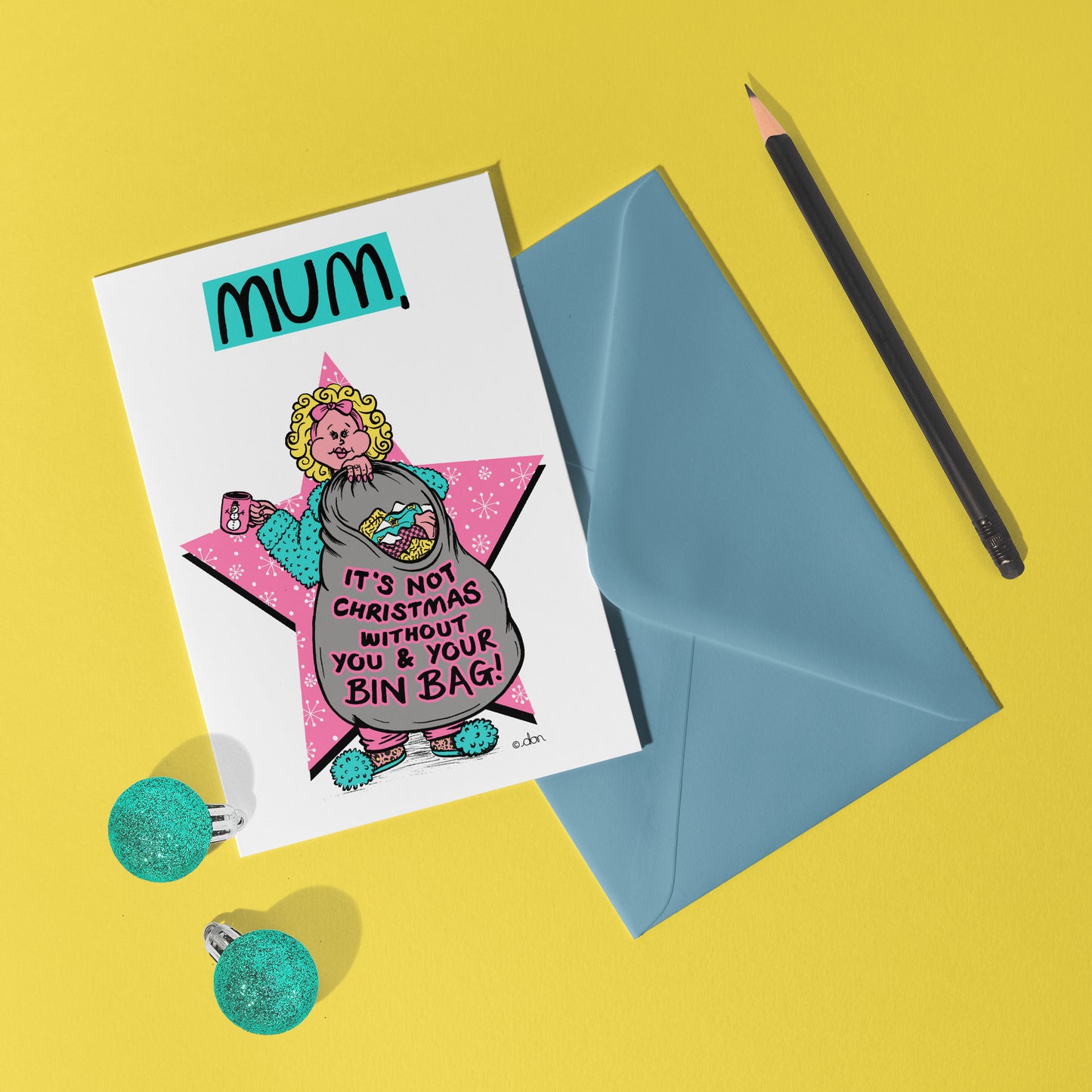 Mum's Bin Bag A6 Christmas Card