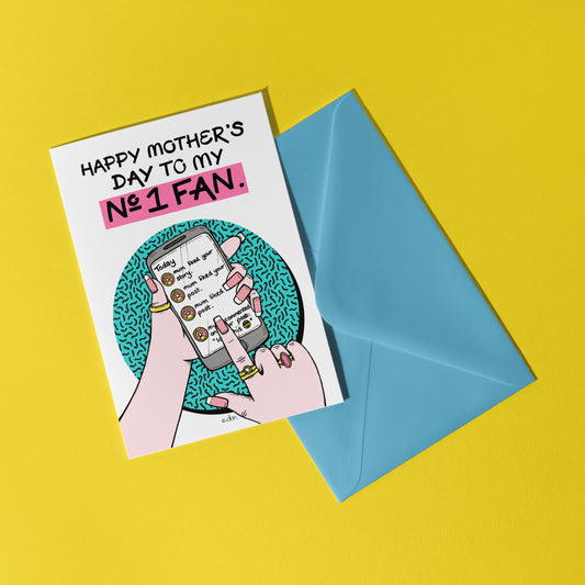No.1 Fan Mum A6 Greeting Card