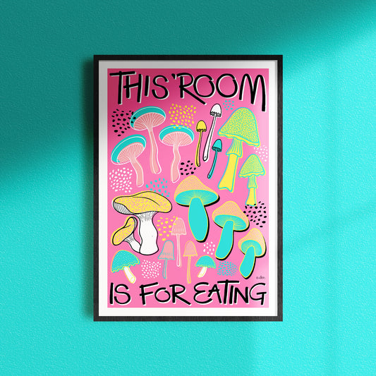 Mushroom Kitchen Art Print Pink