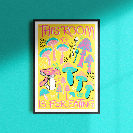 Mushroom Kitchen Art Print Yellow