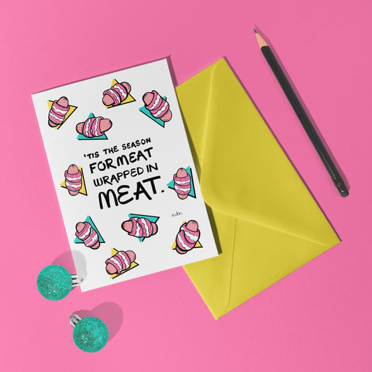 Pigs in Blankets A6 Christmas Card