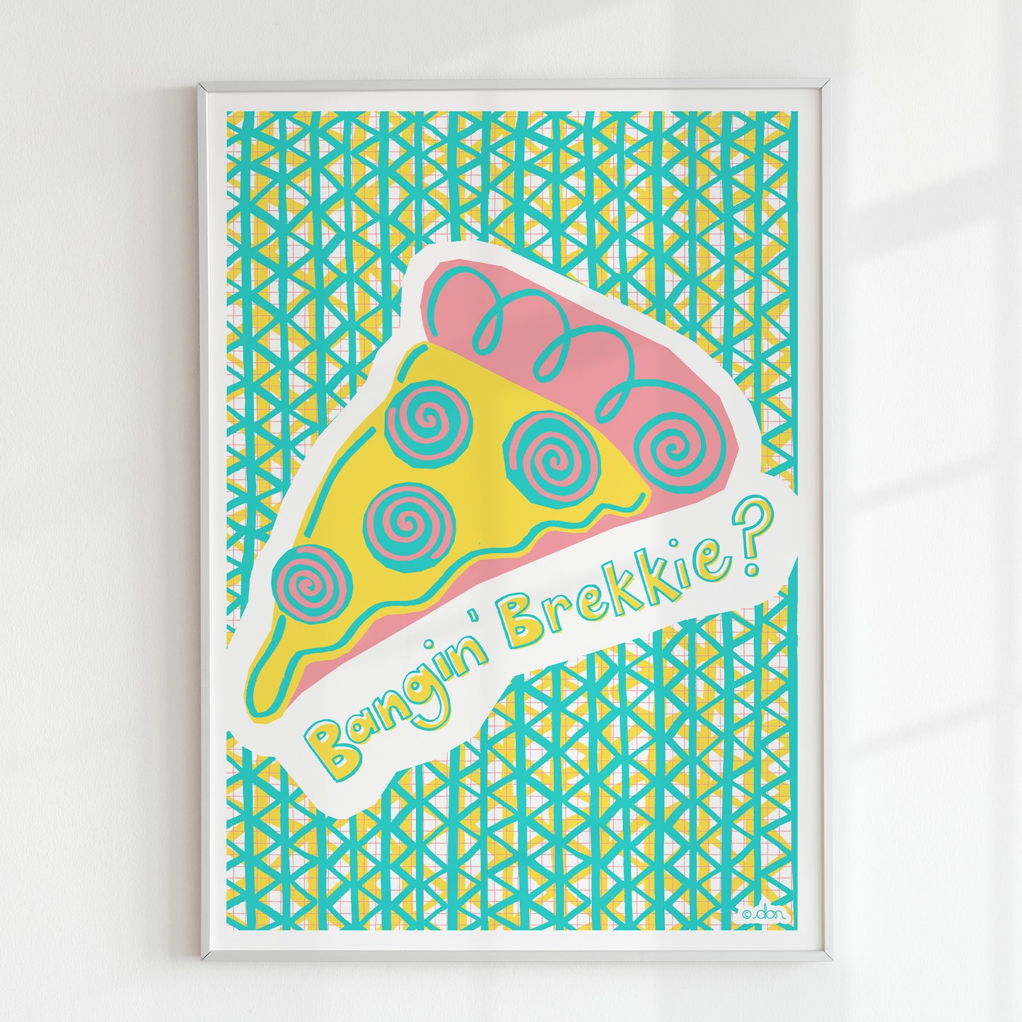 Pizza for Breakfast Art Print in Blue