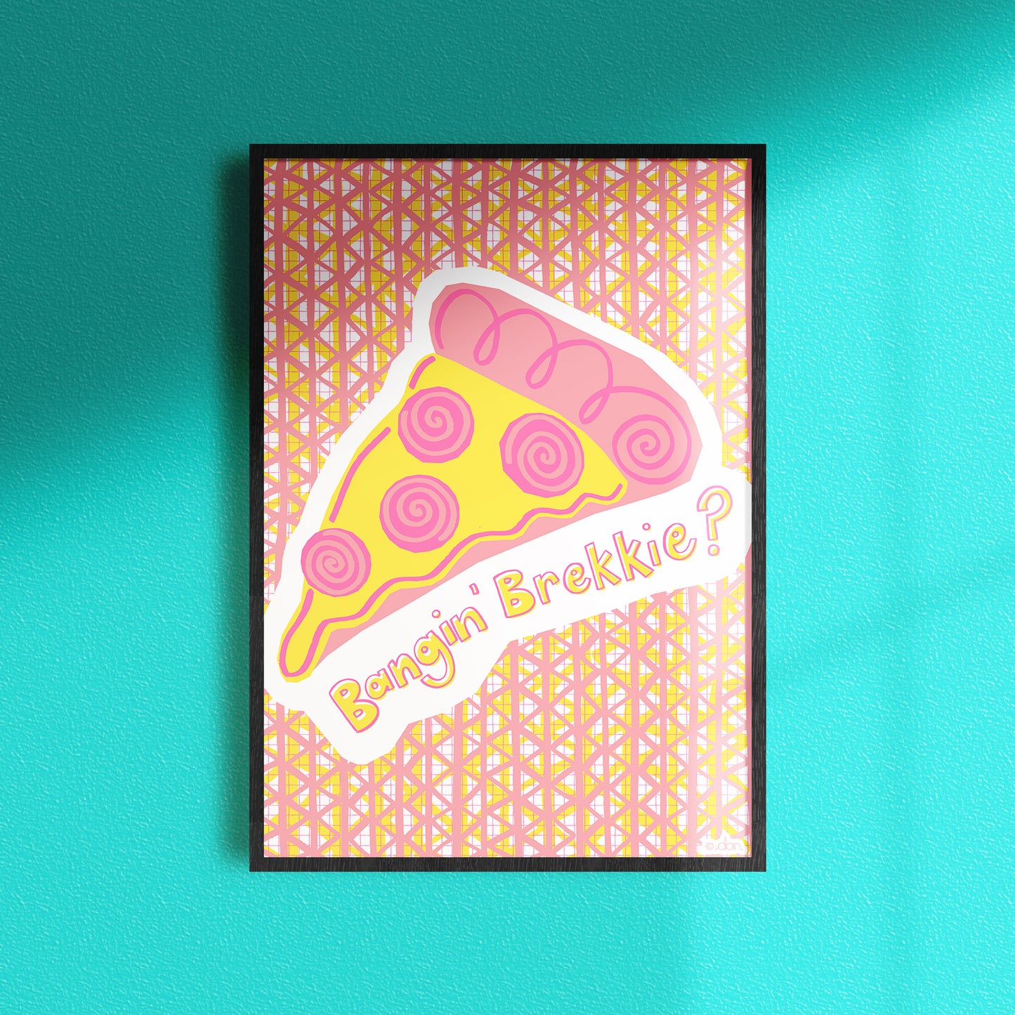 Pizza for Breakfast Art Print in Pink