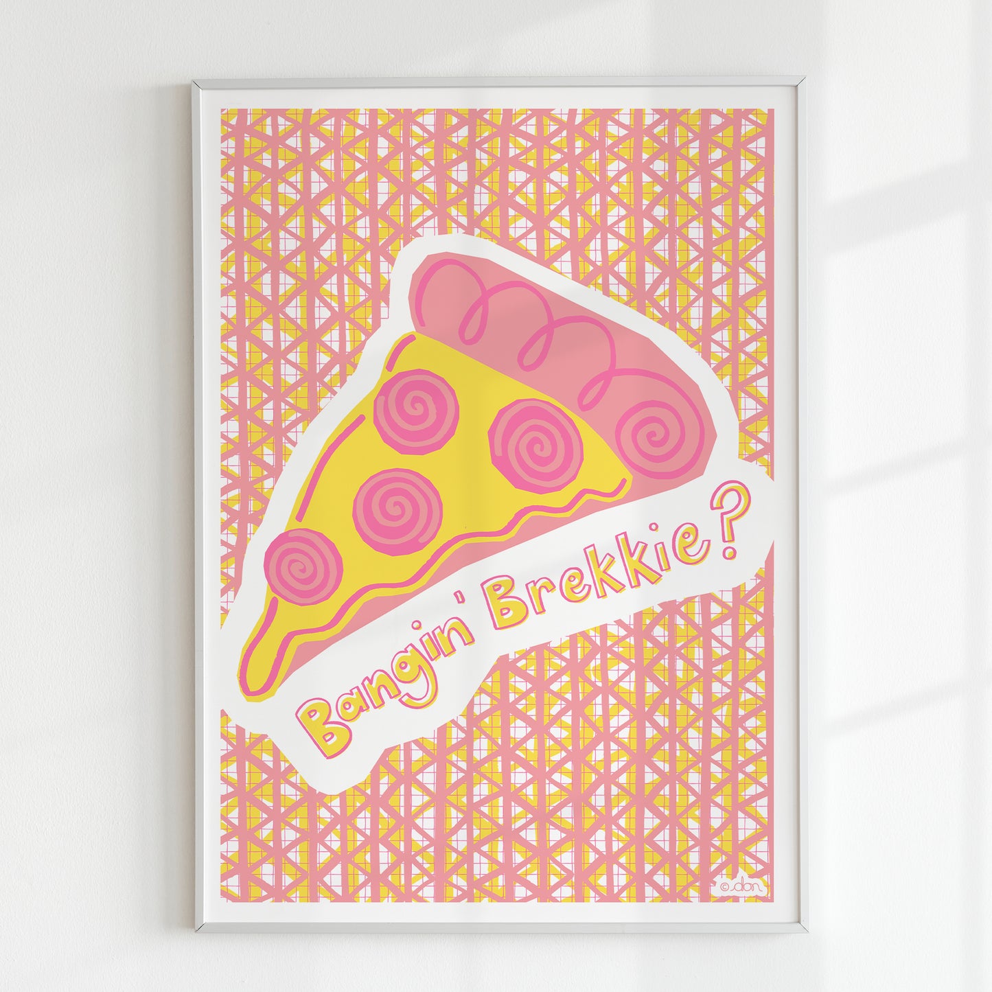 Pizza for Breakfast Art Print in Pink