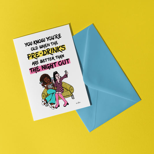 Pre-drinks vs Night Out A6 Greeting Card